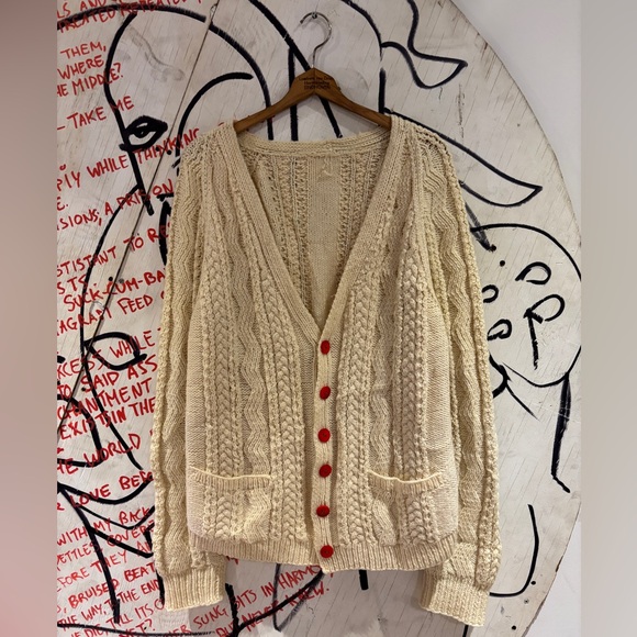 Vintage Other - Vintage Wool Chunky Cable Knit Fisherman Cardigan Sweater
